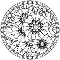 motif circulaire en forme de mandala avec fleur pour henné, mehndi, tatouage, décoration. vecteur