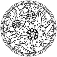 motif circulaire en forme de mandala avec fleur pour henné, mehndi, tatouage, décoration. vecteur