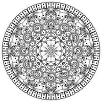 motif circulaire en forme de mandala avec fleur pour henné, mehndi, tatouage, décoration. vecteur