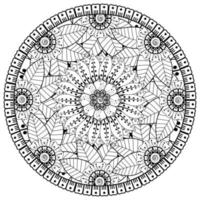 motif circulaire en forme de mandala avec fleur pour henné, mehndi, tatouage, décoration. vecteur