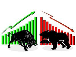 taureau et ours symboles de Stock marché les tendances. le croissance et chute marché. animal vecteur