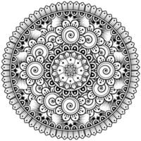 motif circulaire en forme de mandala avec fleur pour henné, mehndi, tatouage, décoration. vecteur