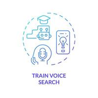 2d train voix chercher mince ligne pente icône concept, isolé vecteur, bleu illustration représentant voix assistant. vecteur