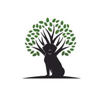 ai généré chien garderie un service rempli coloré logo. fiabilité affaires valeur. chien séance en dessous de arbre. conception élément. ai art pour entreprise l'image de marque, site Internet vecteur