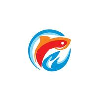 poisson dans l'eau logo conception vecteur modèle. Fruit de mer restaurant magasin magasin logotype icône concept.