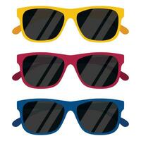 coloré des lunettes de soleil ensemble Icônes isolé sur blanc Contexte. vecteur illustration