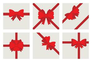 ensemble de rouge cadeau arcs avec rubans pour décorer cadeaux, des surprises pour vacances. large cadeau arc vecteur