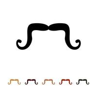 moustaches icône silhouette isolé sur blanc Contexte. Hommes différent couleurs moustache cheveux. vecteur illustration