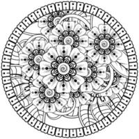 motif circulaire en forme de mandala avec fleur pour henné, mehndi, tatouage, décoration. vecteur