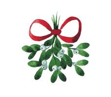 Noël bouquet de du gui. mignonne aquarelle dessin pour Nouveau année, Noël. vecteur