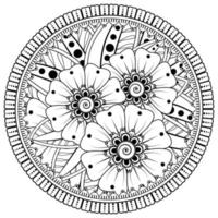 motif circulaire en forme de mandala avec fleur pour henné, mehndi, tatouage, décoration. vecteur