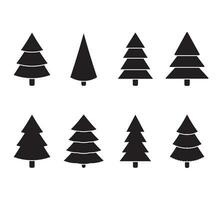Noël arbre noir blanc ensemble illustration vecteur. arbre Noël à hiver vacances dans plat conception vecteur