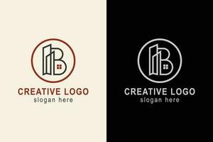 réel biens logo. lettre b avec bâtiment. Facile logo conception modifiable. vecteur