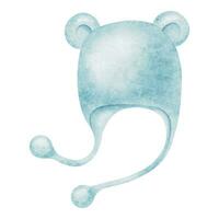 bébé casquette pour garçons. mignonne bleu mâcher pour bébé garçon. nouveau née vêtements. aquarelle illustration. isolé faire-part, bébé douche, salutation cartes, impressions, affiches, autocollants, emballage vecteur