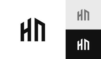 lettre hn initiale avec maison forme logo conception vecteur