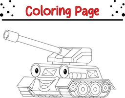 marrant militaire réservoir coloration page pour des gamins vecteur
