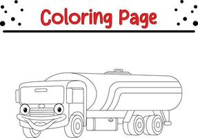 souriant pétrolier un camion mascotte coloration page vecteur