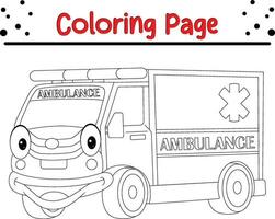 content ambulance voiture coloration page vecteur