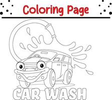souriant voiture la lessive coloration page vecteur