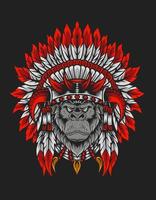 tête de gorille apache indien vintage illustration