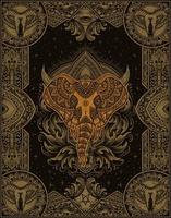 illustration tête d'éléphant avec style d'ornement mandala vintage vecteur