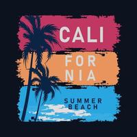 surf de plage d'été de californie et style de palmier. conception pour vecteur gratuit d'impression de t-shirt