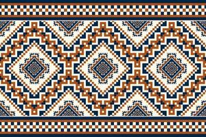 ethnique géométrique frontière modèle. ethnique géométrique carré forme sans couture modèle pixel art style. ethnique géométrique modèle utilisation pour textile frontière, table coureur, fond d'écran, tapis, tapis, etc. vecteur