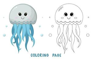 coloration page de méduse vecteur