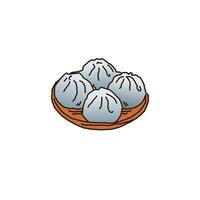 boulette de viande dimsum dessin animé illustration logo vecteur