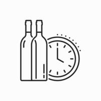 temps à se détendre et boisson vin, l'horloge et bouteille vecteur