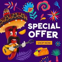 mexicain vacances spécial offre bannière avec mariachi vecteur