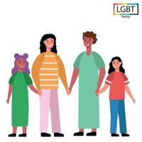 famille lgbt deux mères et deux filles - vecteur