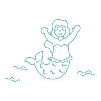 ligne art, dessin animé la magie sirène, esquisser pour enfants coloration livre vecteur