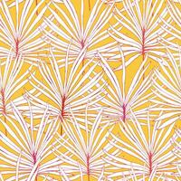 inhabituel floral tropique desin sans couture modèle. blanc et rose paume feuilles sur Jaune arrière-plan.textile conception, fond d'écran, en tissu imprimer. vecteur illustration eps8