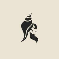 reine escargot logo, illustration de une femme avec escargot cheveux vecteur
