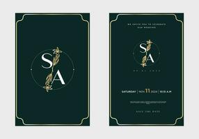minimaliste floral mariage invitation carte modèle conception, avec Facile ancien Couleur conception vecteur