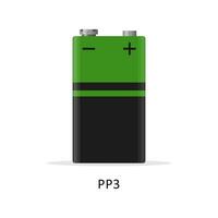 alcalin batterie pp3 isolé sur blanc Contexte. rechargeable batterie 9v énergie espace de rangement cellules plat moderne style. vecteur illustration.