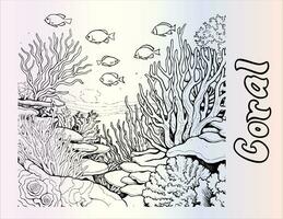corail récif coloration page dessin pour des gamins vecteur