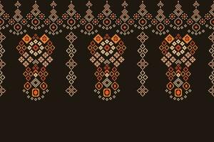 ethnique géométrique en tissu modèle traverser point.ikat broderie ethnique Oriental pixel modèle marron Contexte. abstrait, vecteur, illustration. texture, vêtements, écharpe, décoration, tapis, soie fond d'écran. vecteur