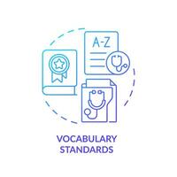2d pente bleu icône vocabulaire normes concept, isolé vecteur, santé interopérabilité Ressources mince ligne illustration. vecteur