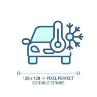 2d pixel parfait modifiable bleu voiture air Conditionneur icône, isolé vecteur, mince ligne illustration représentant voiture un service et réparation. vecteur