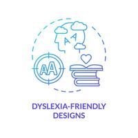 2d pente bleu icône dyslexie amical dessins concept, Facile isolé vecteur, dyslexie mince linéaire illustration vecteur