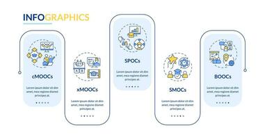 2d mooc vecteur infographie modèle avec linéaire Icônes concept, Les données visualisation avec 5 pas, processus chronologie graphique.