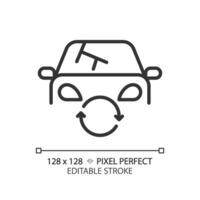 2d pixel parfait modifiable noir voiture phare icône, isolé vecteur, mince ligne Facile illustration représentant voiture un service et réparation. vecteur