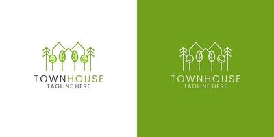 ville maison minimaliste logo conception avec arbre vecteur