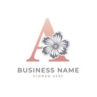 une lettre logo avec fleur. floral une logo féminin luxe logo conception vecteur