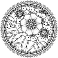 motif circulaire en forme de mandala avec fleur pour henné, mehndi, tatouage, décoration. vecteur