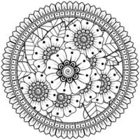 motif circulaire en forme de mandala avec fleur pour henné, mehndi, tatouage, décoration. vecteur