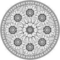 motif circulaire en forme de mandala avec fleur pour henné, mehndi, tatouage, décoration. vecteur