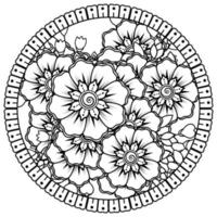 motif circulaire en forme de mandala avec fleur pour henné, mehndi, tatouage, décoration. vecteur